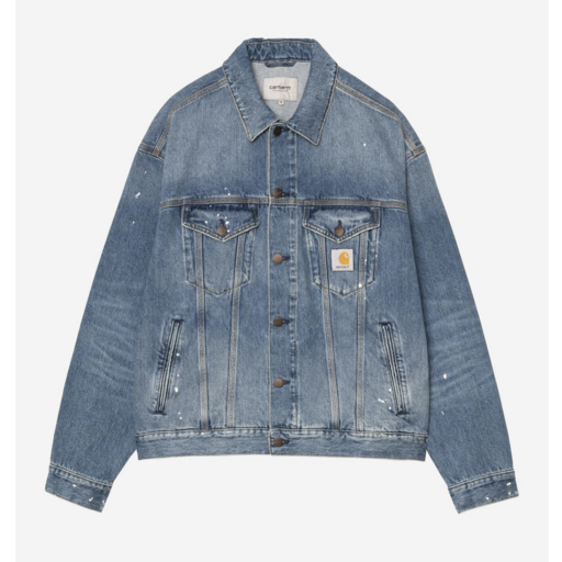 Carhartt WIP Helston Jacket Blue Destroy Wash Splatter