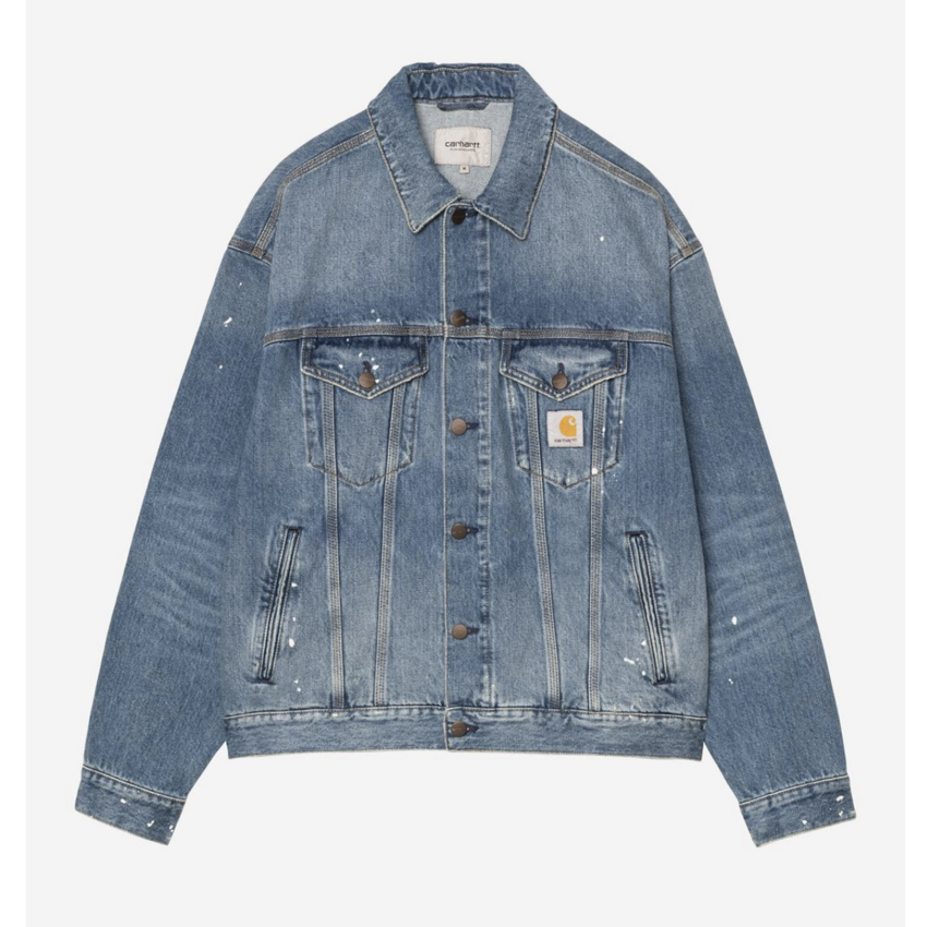 Carhartt WIP  Helston Jacket Blue Destroy Wash Splatter