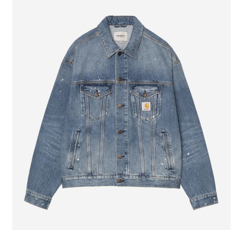 Carhartt WIP  Helston Jacket Blue Destroy Wash Splatter