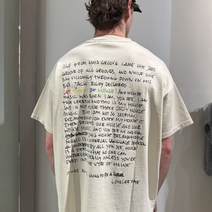 LOVELEE DAE SS Frankie Tee Let There Be House Vintage White
