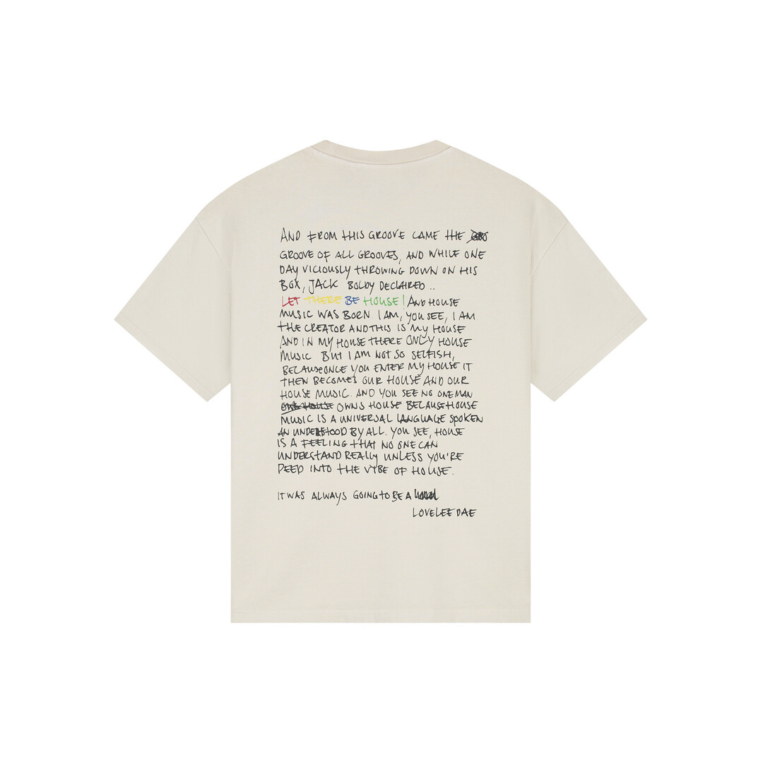 LOVELEE DAE SS Frankie Tee Let There Be House Vintage White