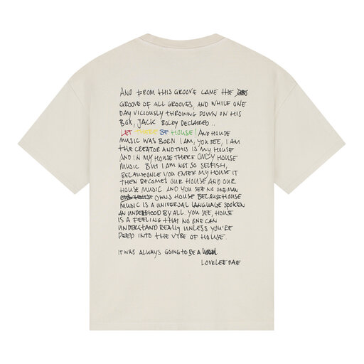 LOVELEE DAE SS Frankie Tee Let There Be House Vintage White