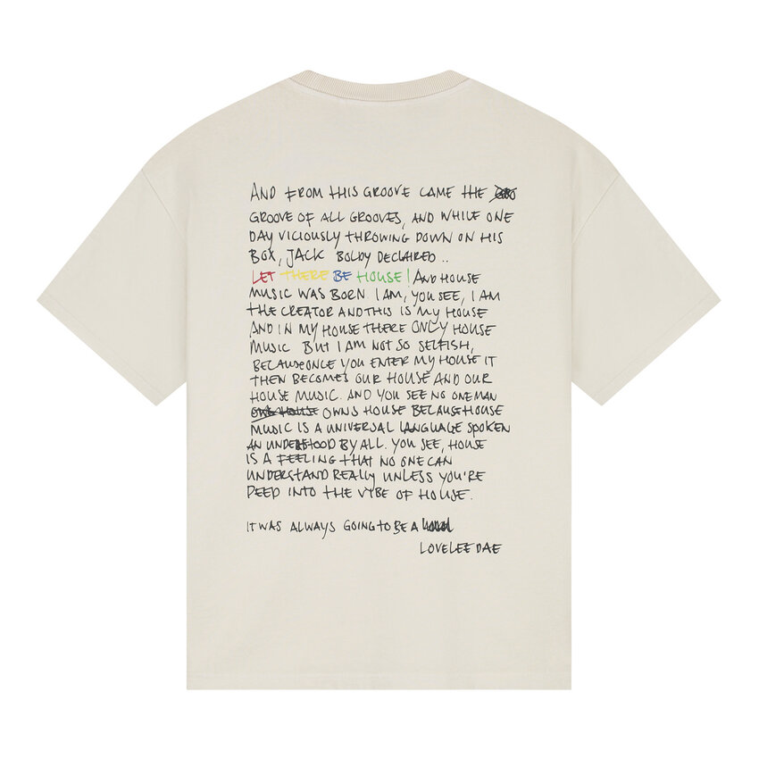 LOVELEE DAE SS Frankie Tee Let There Be House Vintage White
