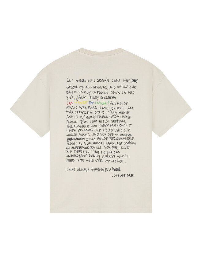 LOVELEE DAE SS Frankie Tee Let There Be House Vintage White