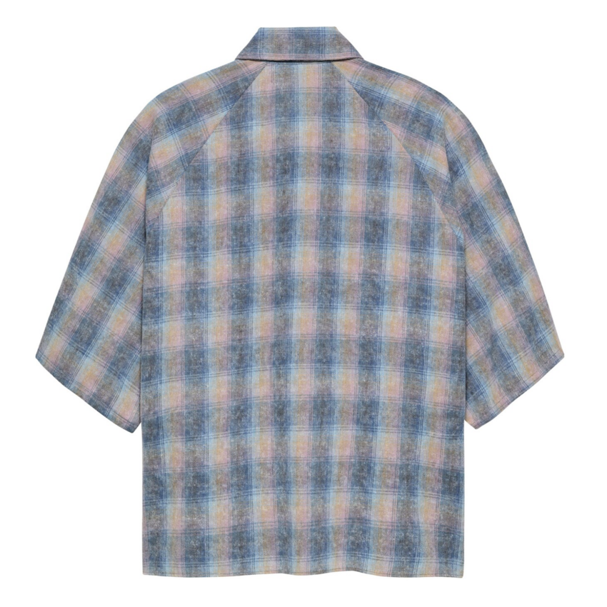 New Amsterdam Surf Association  Flanel Short Sleeve Button-Up Rainbow Check