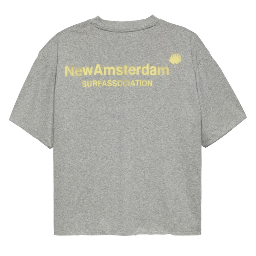 New Amsterdam Surf Association  Double Layered Logo Tee Ash/White