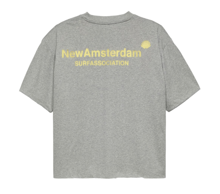 New Amsterdam Surf Association  Double Layered Logo Tee Ash/White