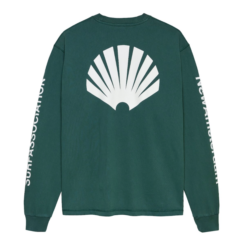New Amsterdam Surf Association  Logo Longsleeve Bottle Green/White