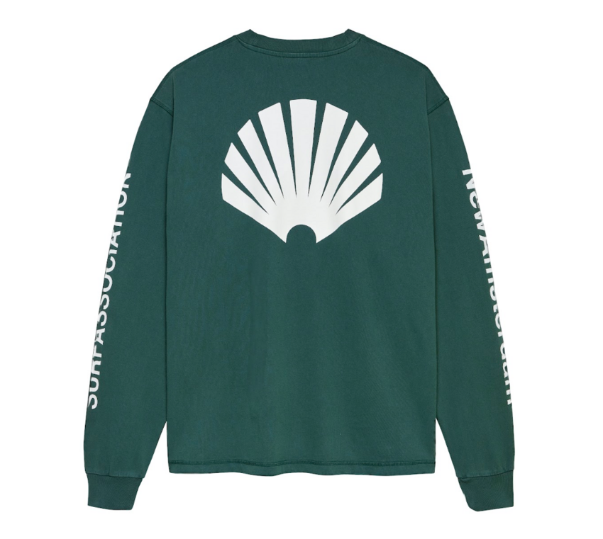 New Amsterdam Surf Association  Logo Longsleeve Bottle Green/White
