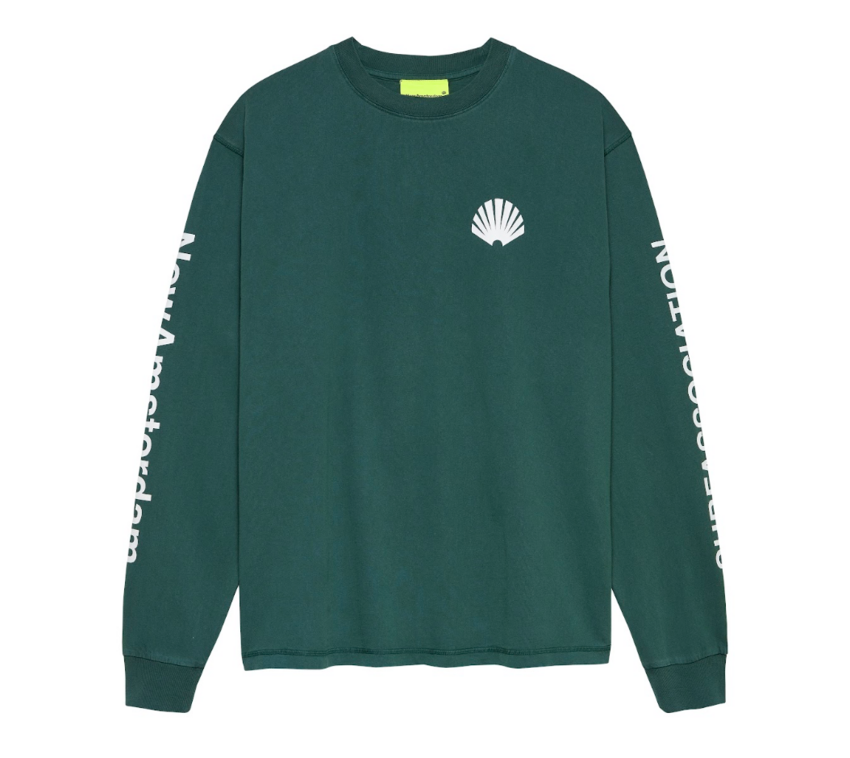 New Amsterdam Surf Association  Logo Longsleeve Bottle Green/White