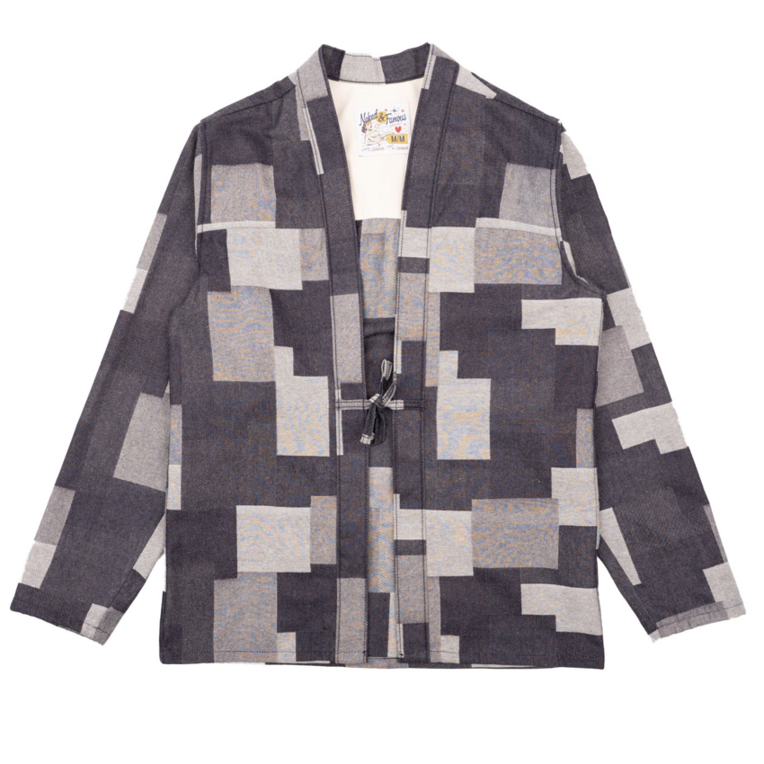 Naked & Famous Denim Kimono Shirt Jacquard Denim Indigo