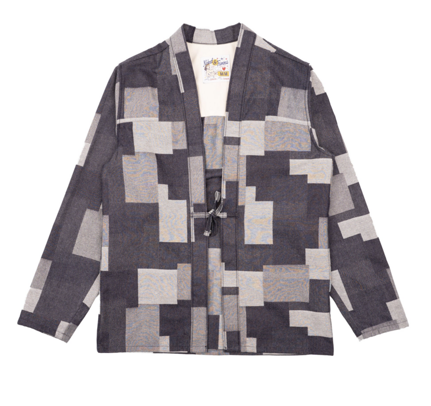Naked & Famous Denim Kimono Shirt Jacquard Denim Indigo