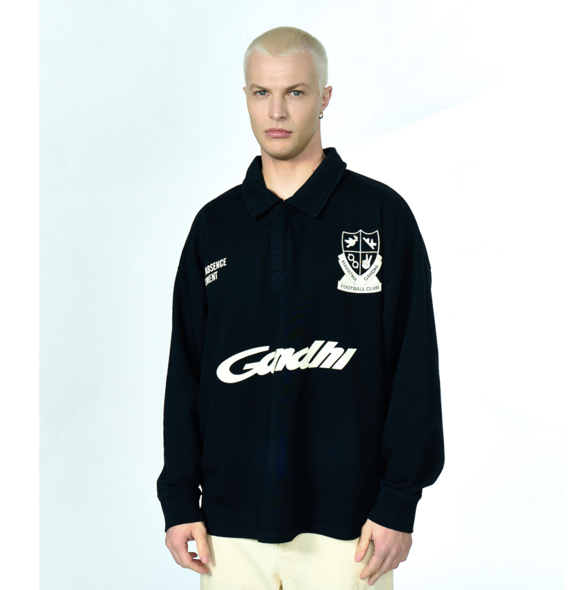 Hopeium Football Gandhi Polo Sweat Washed Grey