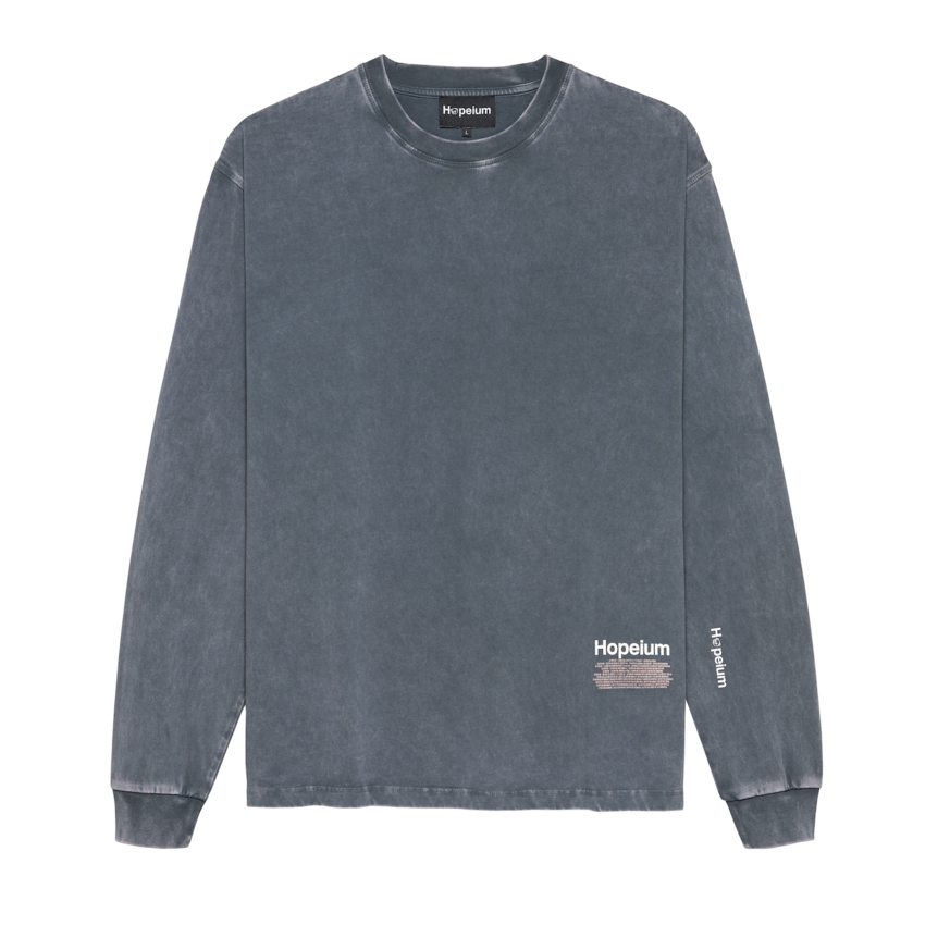 Hopeium World Tour Long Sleeve Tee Washed Grey