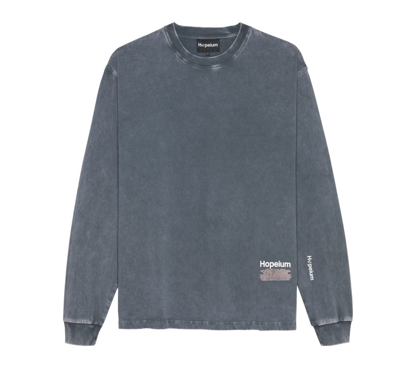 Hopeium World Tour Long Sleeve Tee Washed Grey
