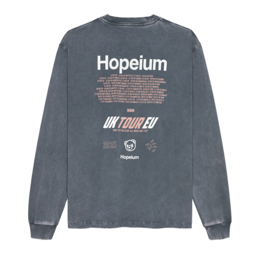 Hopeium World Tour Long Sleeve Tee Washed Grey
