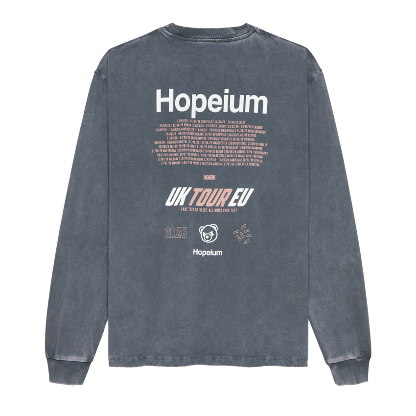 Hopeium World Tour Long Sleeve Tee Washed Grey