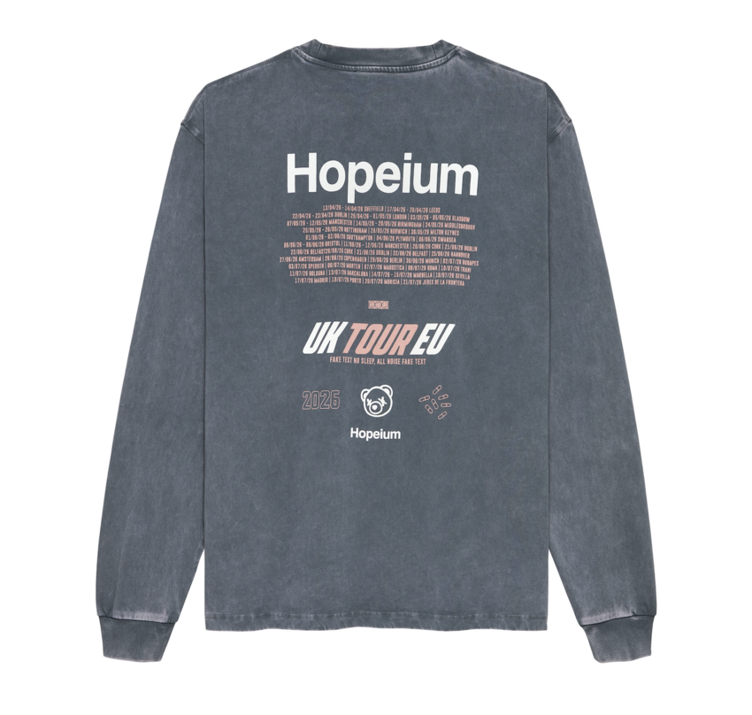 Hopeium World Tour Long Sleeve Tee Washed Grey