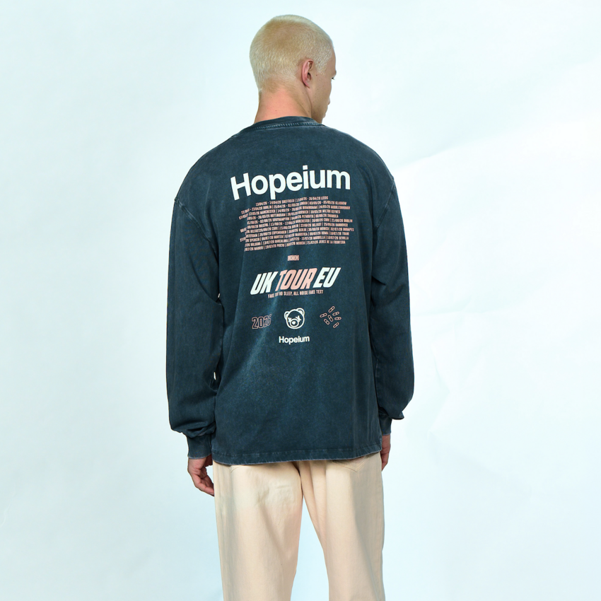 Hopeium World Tour Long Sleeve Tee Washed Grey