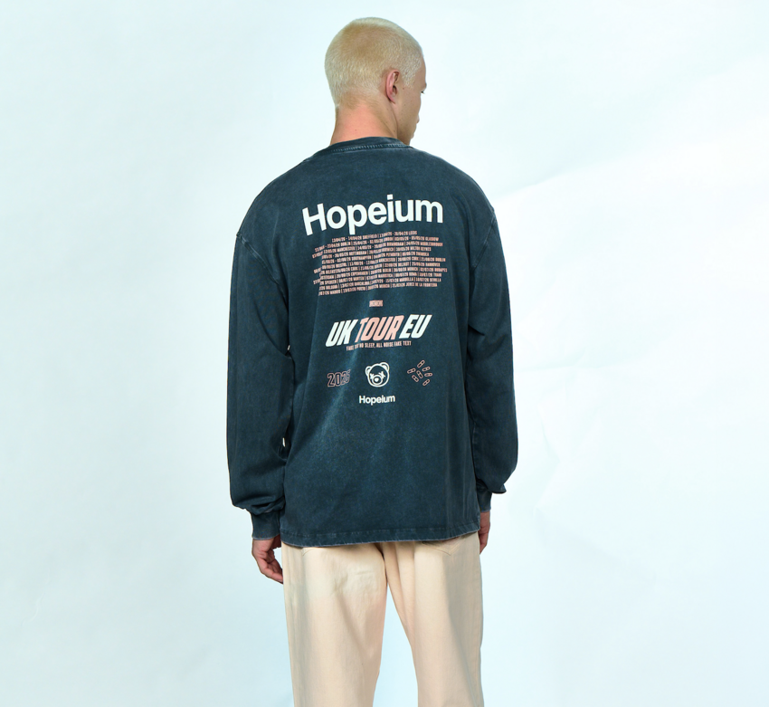 Hopeium World Tour Long Sleeve Tee Washed Grey