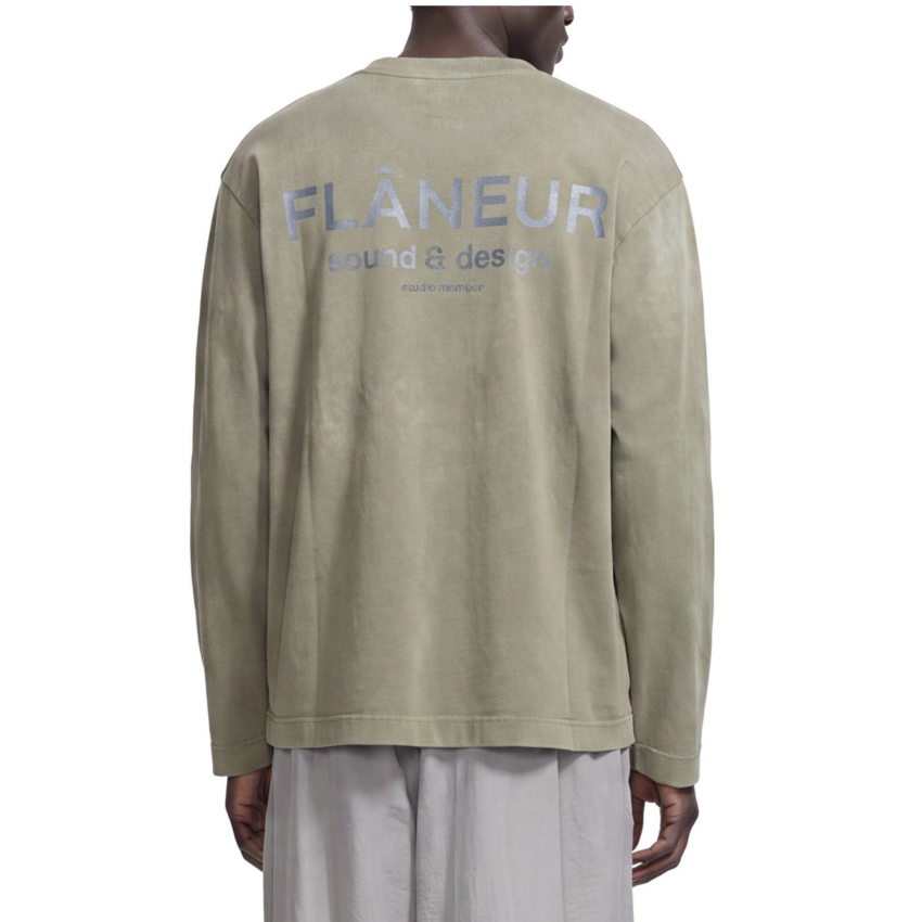 Flaneur Homme Sound & Design Studio Member Long Sleeve Washed Green