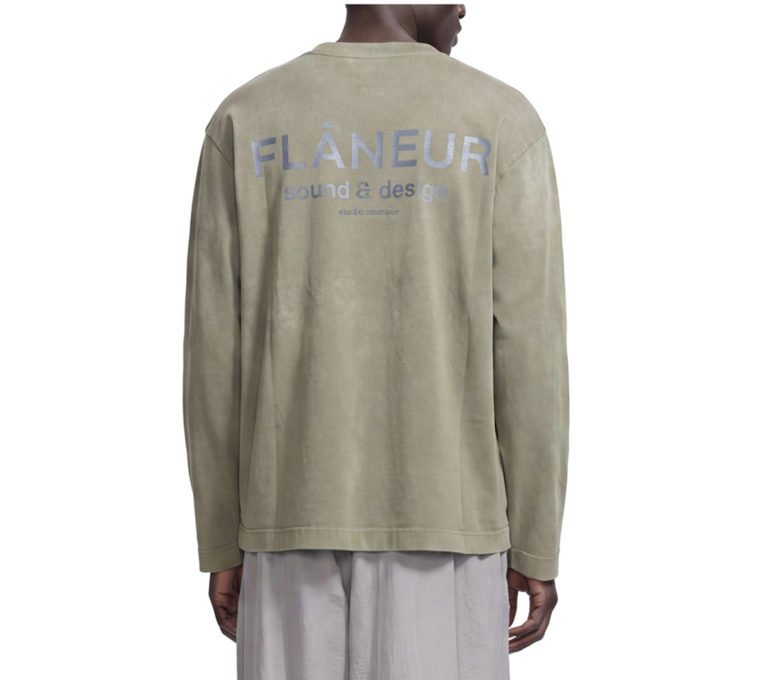 Flaneur Homme Sound & Design Studio Member Long Sleeve Washed Green
