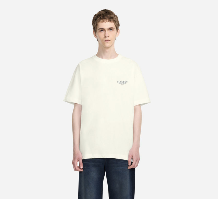 Flaneur Homme Sound & Design Studio Member T-Shirt Washed White