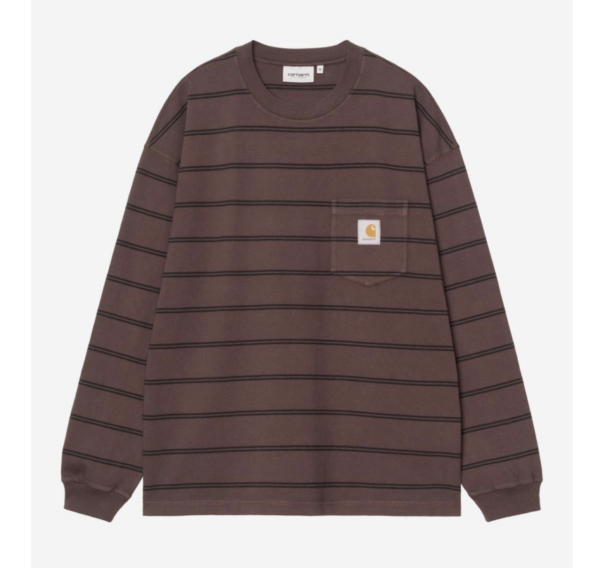 Carhartt WIP L/S Cardona Pocket T-Shirt Stripe Natural/Palisander