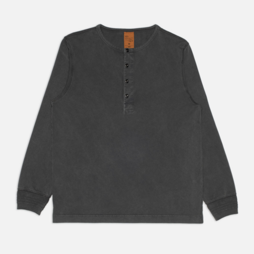 Nudie Jeans Long Sleeve Henley Washed Antracite