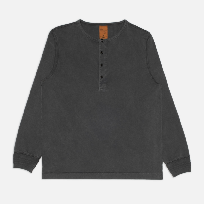 Nudie Jeans Long Sleeve Henley Washed Antracite