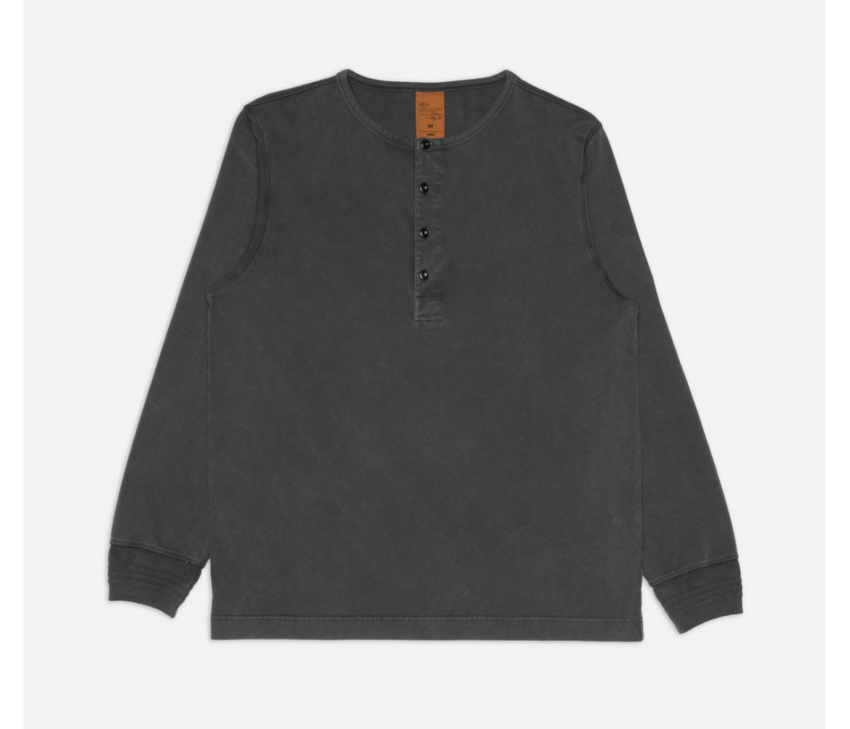 Nudie Jeans Long Sleeve Henley Washed Antracite