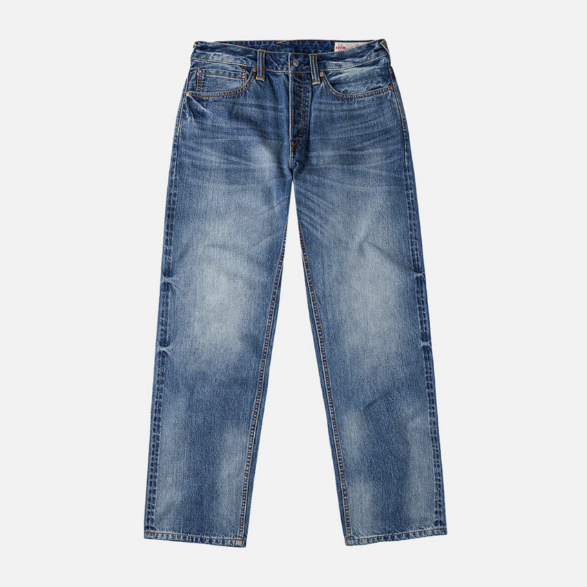 EVISU Yellow Daicock Printed Jeans Mid Tone Indigo
