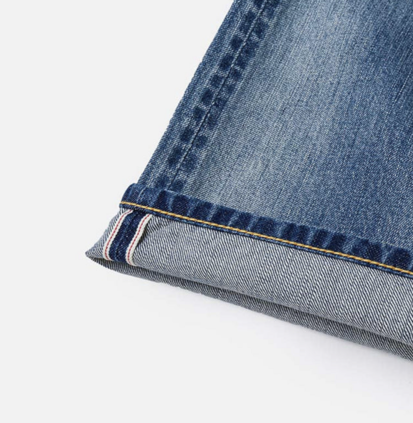 EVISU Yellow Daicock Printed Jeans Mid Tone Indigo