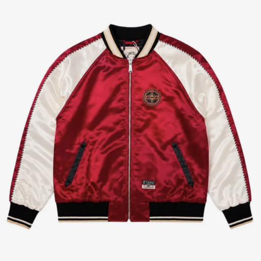 EVISU Whale Embroidered Souvenir Jacket Burgundy