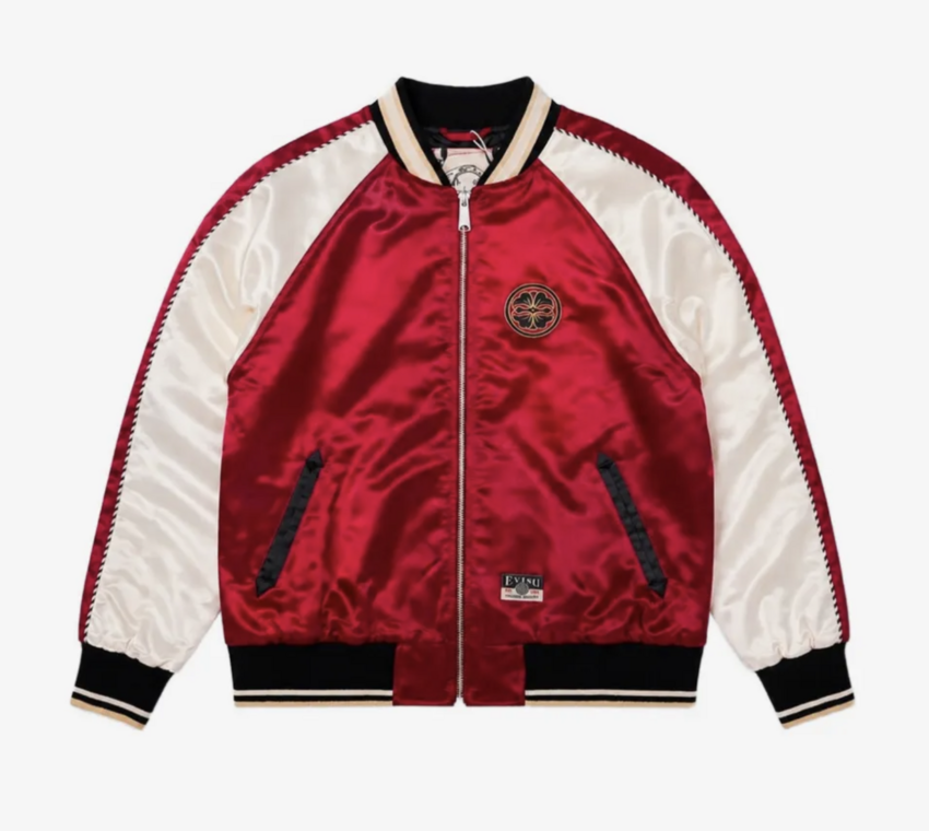 EVISU Whale Embroidered Souvenir Jacket Burgundy