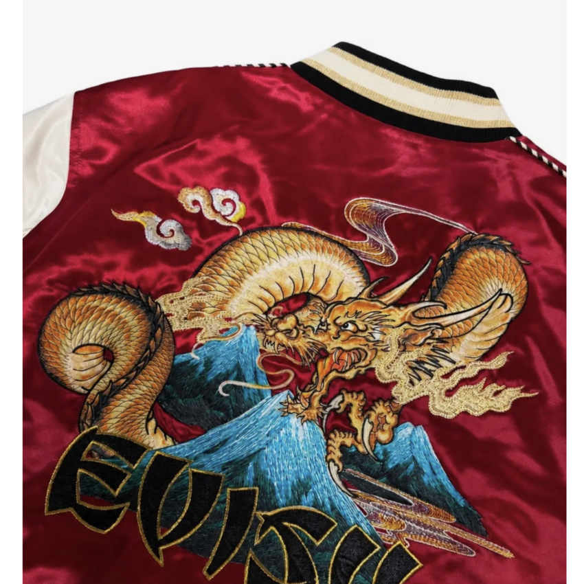 EVISU Whale Embroidered Souvenir Jacket Burgundy