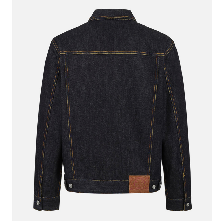 EVISU Ecru Seagull Printed Denim Jacket Raw Indigo