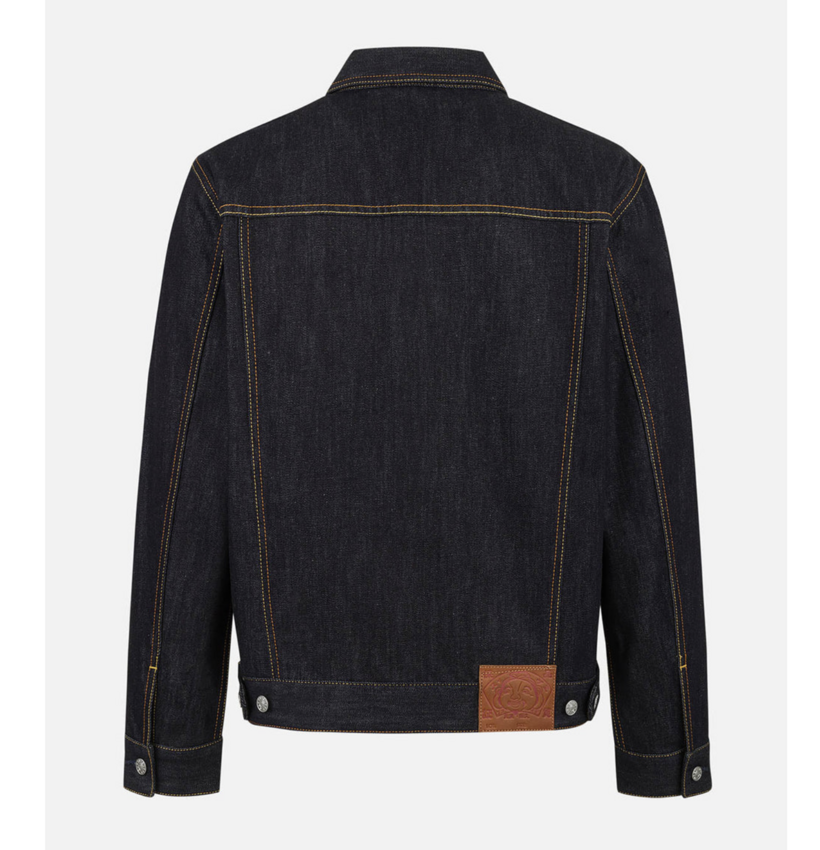 EVISU Ecru Seagull Printed Denim Jacket Raw Indigo