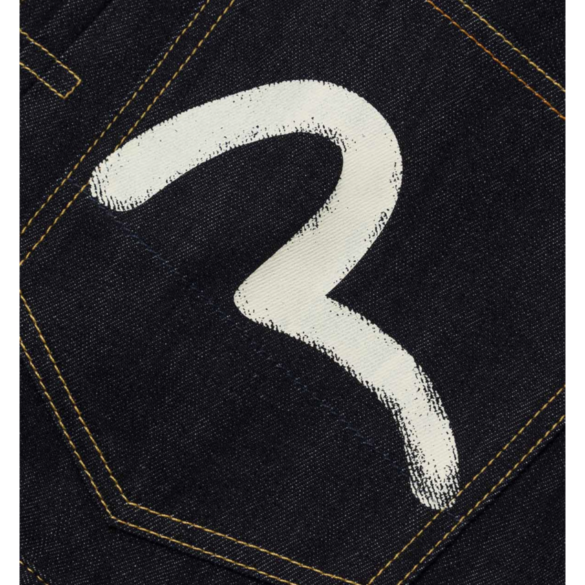 EVISU Ecru Seagull Printed Denim Jacket Raw Indigo