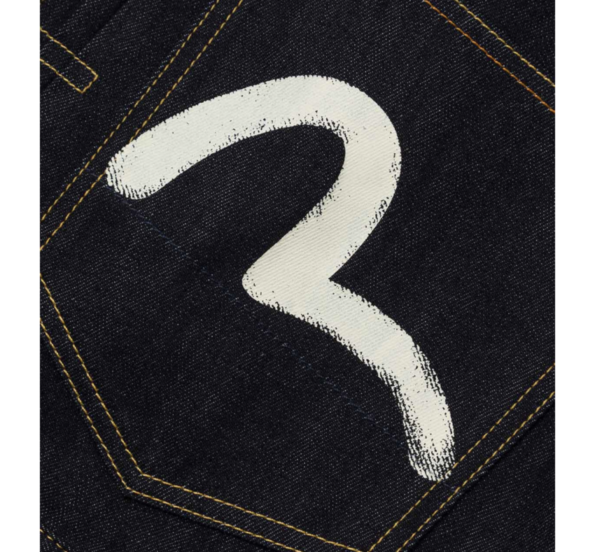 EVISU Ecru Seagull Printed Denim Jacket Raw Indigo