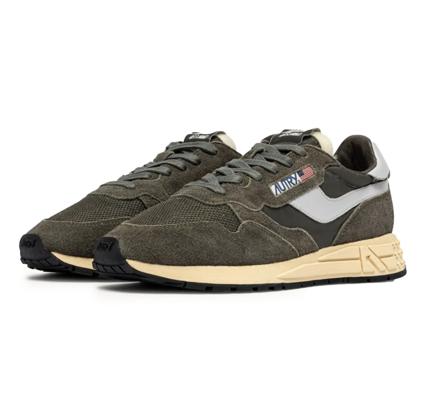 Autry USA Reelwind Low Nylon And Suede Olive Night/Harbor Mist