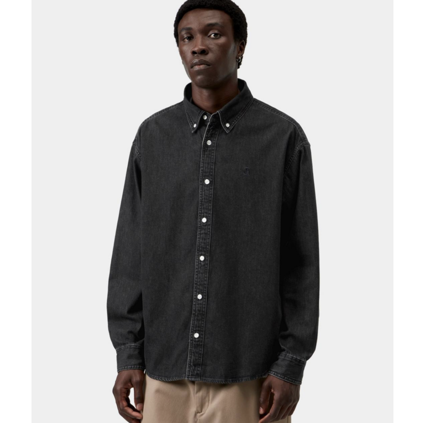 Carhartt WIP L/S Lucas Shirt Black Stone Washed