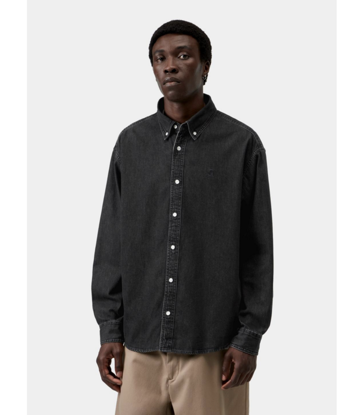 Carhartt WIP L/S Lucas Shirt Black Stone Washed