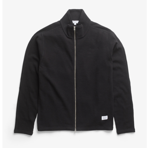 Norse Projects  Teno Cotton Hemp Military Rib Zip Cardigan Black