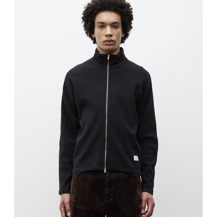 Norse Projects  Teno Cotton Hemp Military Rib Zip Cardigan Black