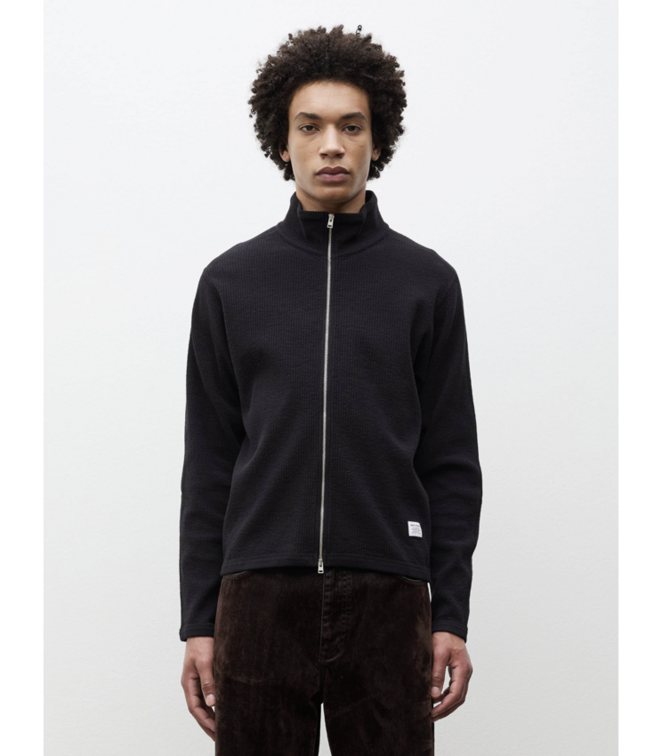 Norse Projects  Teno Cotton Hemp Military Rib Zip Cardigan Black