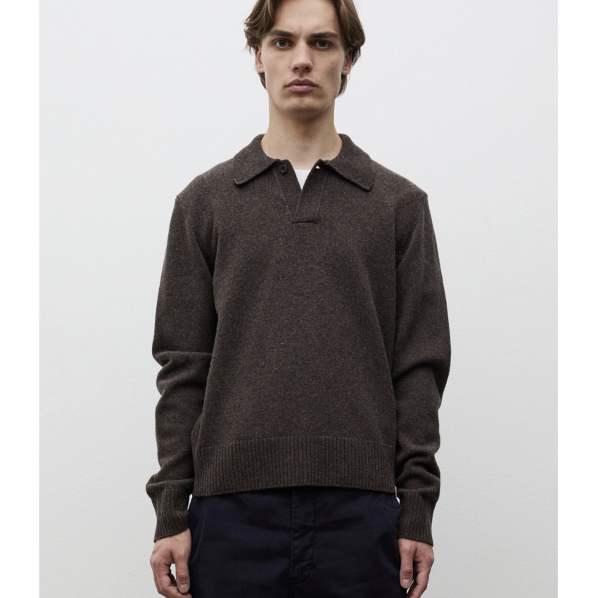 Norse Projects  Anholt Merino Lambswool Polo Heathland Brown