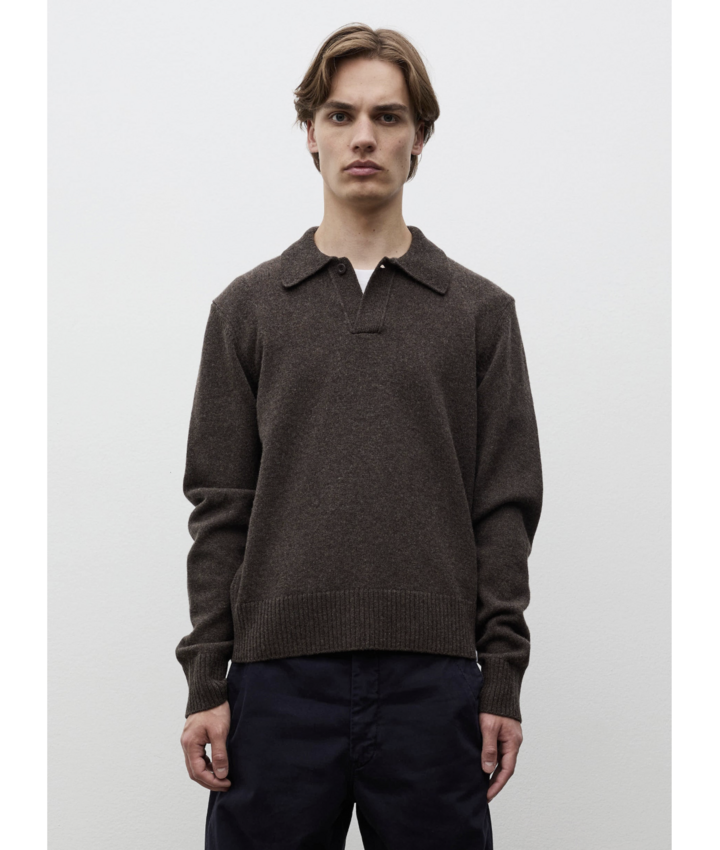 Norse Projects  Anholt Merino Lambswool Polo Heathland Brown