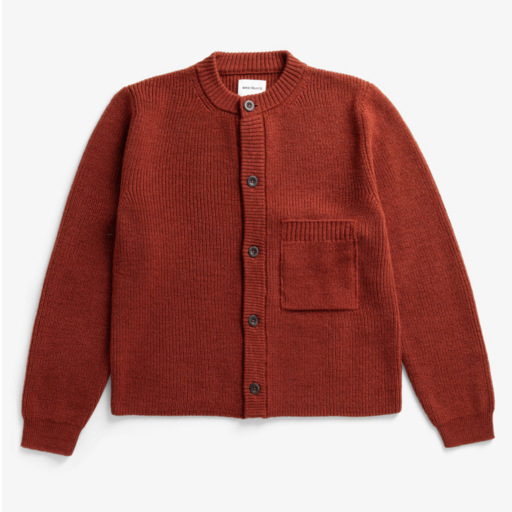 Norse Projects  Gullverket Cotton Wool Rib Cardigan Cowhide