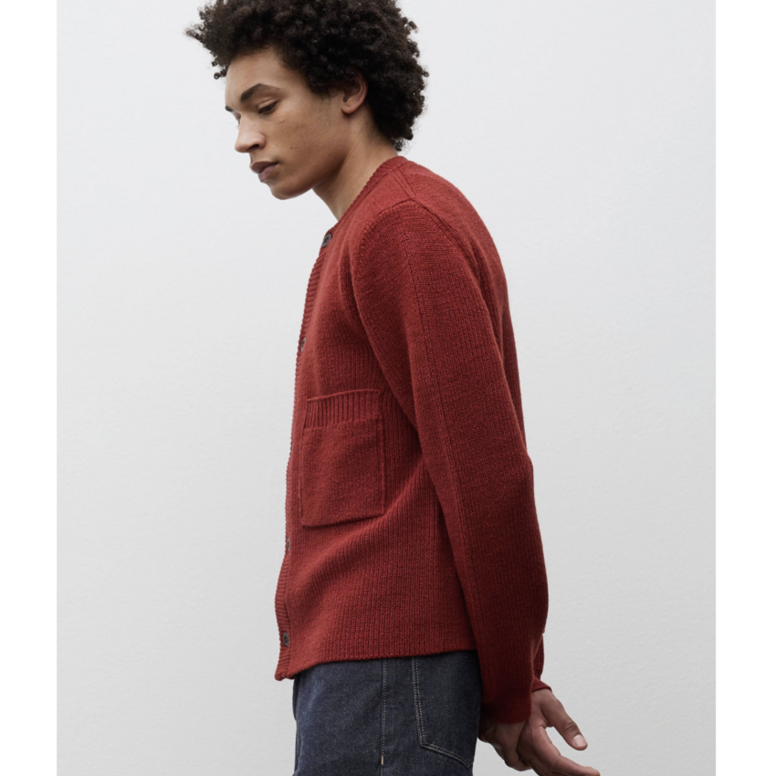 Norse Projects  Gullverket Cotton Wool Rib Cardigan Cowhide